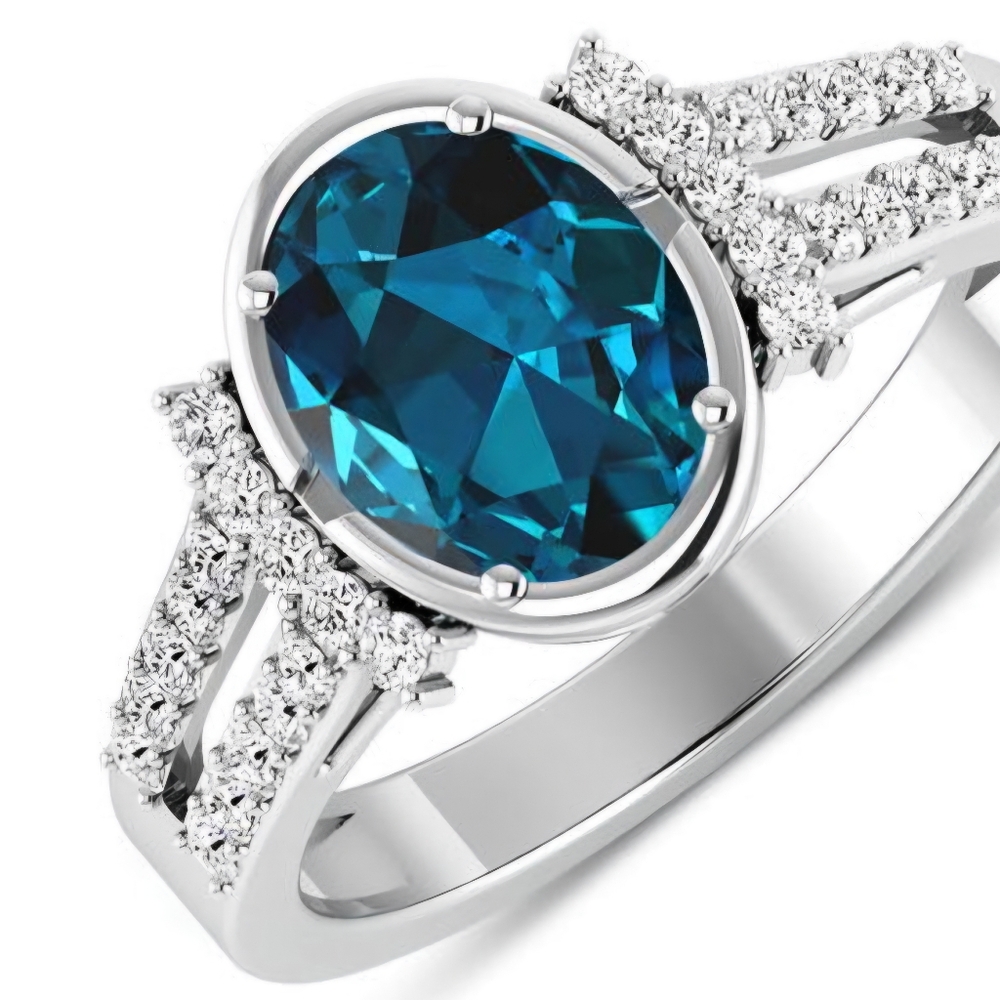 Stunning! 14kt white gold 1.9ctw London Blue Topaz & Diamond Ring!